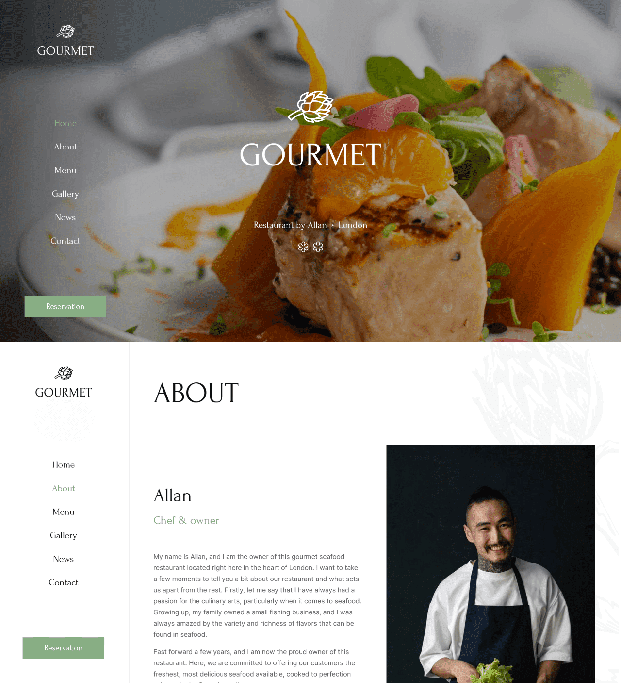 Website of the Restaurant Company project made by Collabs Agency