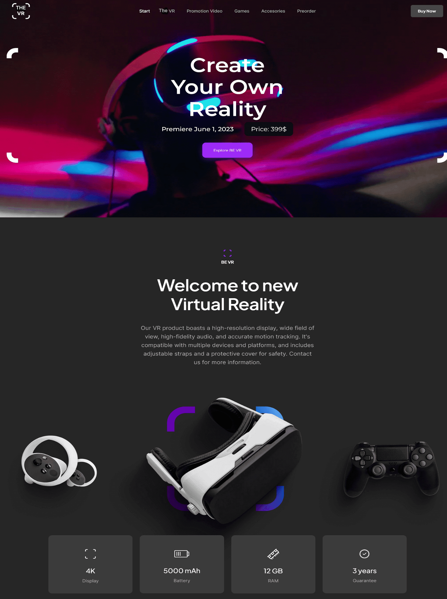 Website of the VR Product Company project made by Collabs Agency